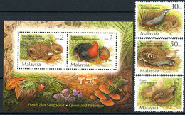 Malaysia 2001 MiNr. 1022 - 1026 (Block 50)  Birds, Quails & Partridges 3 V+ S\sh  MNH** 7.00 € - Galline & Gallinaceo