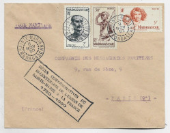MADAGASCAR 2FR+50C+5FR LETTRE SAINTE MARIE 8 NOV 1950 VOIE MARITIME + BICENTENAIRE DE L'UNION 1750 1950 - Cartas & Documentos