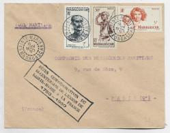 MADAGASCAR 2FR+50C+5FR LETTRE SAINTE MARIE 8 NOV 1950 VOIE MARITIME + BICENTENAIRE DE L'UNION 1750 1950 - Lettres & Documents