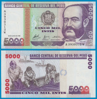 Peru 5000 Intis Banknoten 1988 Pick 137 AU (1-)    (18714 - Sonstige – Amerika