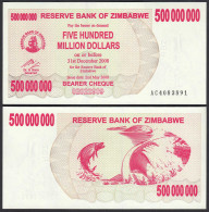 Simbabwe - Zimbabwe 500 Millionen Dollars 2008 Pick 60 UNC (1)    (27695 - Otros – Africa