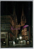 QUIMPER 29 - Vue D'une Rue Ruelle La Nuit Cathédrale Saint Corentin Carte Vierge - Quimper
