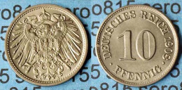 10 Pfennig Kaiserreich EMPIRE 1908 A - Jäger 13 Bankfrisch    (9368 - 10 Pfennig