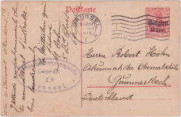 BELGIUM > 1918 POSTAL HISTORY > German Occupation > Stationaty Card From Brussel To Germany - Briefe U. Dokumente