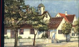 12057679 Amriswil TG Kirche Mit Pfarrhaus Kuenstlerkarte Amriswil - Andere & Zonder Classificatie