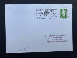 LETTRE TP M DE BRIAT D VERT OBL.MEC.24-2 1992 974 STE MARIE REUNION Porte De La Réunion - Oblitérations Mécaniques (flammes)