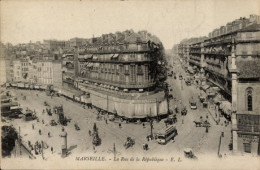 CPA Marseille Bouches Du Rhône, Rue De La République, Straßenbahn - Sonstige & Ohne Zuordnung