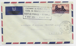 NOUVELLE CALEDONIE 5FR SEUL LETTRE AVION NOUMEA 4.6.1959 + RECTANGLE CENTENAIRE PREMIER COURRIER PORT DE FRANCE KANALA - Storia Postale