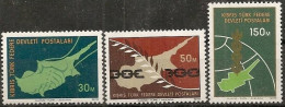 Chipre Turco 1975  Yt 11/13  Conmemorativos De La Operación De Paz Mapa - Unused Stamps