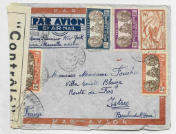 NOUVELLE CALEDONIE DIVERS  LETTRE  COVER AVION NOUMEA 1944 POUR ISTRES TRIPLE CENSURE  NOUVELLE CALEDONIE - Covers & Documents