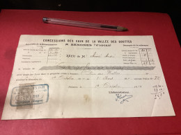 SENONES. Reçu De La  Concession Des Eaux De La Vallée Des. Gouttes Année 1910 - Senones