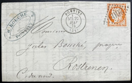 N°38 40c ORANGE CERES SUR LETTRE / PONTIVY POUR ROSTRENEN / 27 MAI 1875 / LAC - 1849-1876: Klassieke Periode