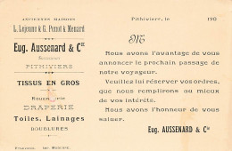 Pithiviers Carte De Commerce Draperie Tissus Aussenard Lejeune - Pithiviers
