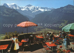 12016797 Interlaken BE Hotel Restaurant Harder Kulm Terrasse Mit Eiger Moech Jun - Autres & Non Classés