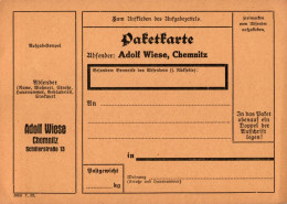 H2330 - TOP Chemnitz Adolf Wiese Paketkarte - Altri & Non Classificati