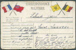 Carte Aux Drapeaux ARMEE BELGE, ANGLAISE RUSSE Et FRANCAISE écrite Du PAS-DE-CALAIS 3-2-1915 Vers Saint-Sauveur.  Texte - Army: Belgium