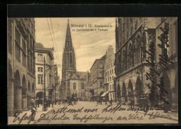 AK Münster I. W., Prinzipalmarkt Mit Lambertikirche Und Rathaus  - Muenster