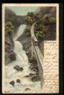 Lithographie Meyringen, Reichenbachfälle Mit Drahtseilbahn  - Andere & Zonder Classificatie