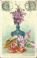 2728 Bouquet Dans Un Joli Vase Bleu - Andere & Zonder Classificatie