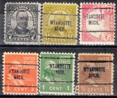 USA Precancel Vorausentwertungen Preo Locals Michigan, Wyandotte 704, 6 Diff. Perf. 11x10 1/2 - Preobliterati