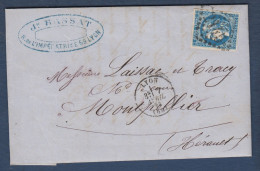 Bordeaux N° 46B  Sur  Lettre  De Lyon - Cote : 30 € - 1870 Emisión De Bordeaux