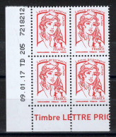 Coin Daté - YV 5016 N** MNH Luxe En Coin Daté Complet Du 09.01.17 - 2010-2019