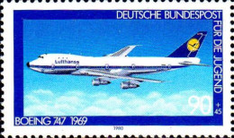 RFA Poste N** Yv: 891 Mi:1043 Für Die Jugend Boeing 747 1969 (Thème) - Avions