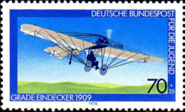 RFA Poste N** Yv: 814 Mi:967 Für Die Jugend Grade Eindecker Monoplan (Thème) - Flugzeuge