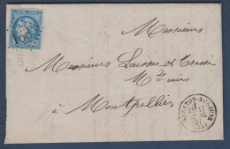 Bordeaux N° 46B  Sur  Lettre  D' Argenton S Creuse - Cote : 30 € - 1870 Emission De Bordeaux