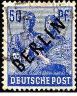 Berlin Poste Obl Yv: 13A Mi:13 Maçon & Faucheuse (Beau Cachet Rond) - Usados