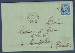Bordeaux N° 46B  Sur  Lettre  D' Argenton S Creuse - Cote : 30 € - 1870 Ausgabe Bordeaux
