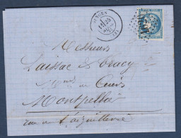 Bordeaux N° 46B  Sur  Lettre  De Ganges - Cote : 30 € - 1870 Bordeaux Printing