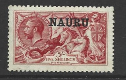 Nauru 1916 - 1931 Overprint On 5 Shilling KGV Seahorse MNH - Nauru