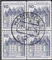 Berlin Poste Obl Yv:496b Mi:532D Schloss Glücksburg Bloc De 4 (TB Cachet à Date) - Used Stamps