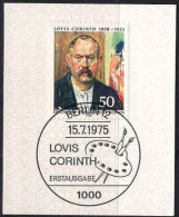 Berlin Poste Obl Yv:473 Mi:509 Louis Corinth Peintre (TB Cachet à Date) Sur Fragment - Gebraucht