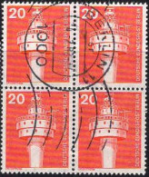 Berlin Poste Obl Yv:460 Mi:496 Leuchtturm Bloc De 4 (TB Cachet Rond) - Used Stamps