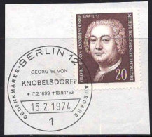 Berlin Poste Obl Yv:428 Mi:464 Knobelsdorff Architecte (TB Cachet à Date) Sur Fragment - Used Stamps