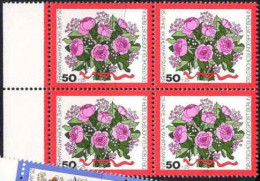 Berlin Poste N** Yv:439 Mi:475 Wohlfahrtspflege Roses Bloc De 4 Bord De Feuille - Unused Stamps