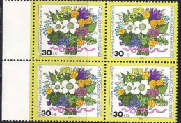 Berlin Poste N** Yv:437 Mi:473 Wohlfahrtspflege Fleurs De Printemps Bloc De 4 Bord De Feuille - Unused Stamps