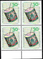 Berlin Poste N** Yv:424 Mi:460 Wohlfahrtsmarke Trommel 16.Jh Bloc De 4 Bord De Feuille - Unused Stamps