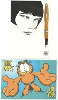 3 Cartoline Valentina - Garfield - Linus - Bandes Dessinées