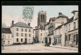 CPA Maule, L`Eglise, Place Du Marche  - Maule