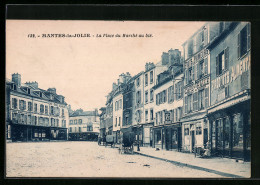 CPA Mantes-la-Jolie, La Place Du Marche Au Ble  - Mantes La Jolie