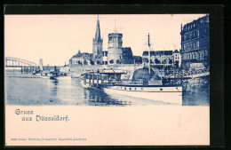 AK Düsseldorf, Schiff Am Rheinufer  - Duesseldorf