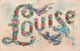 LOUISE + OISEAUX      CARTE EN RELIEF    K F  1861 - Nomi