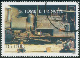 Sao Tomé-et-Principe -  150e Anniversaire Des Chemins De Fer Suisses - Treni