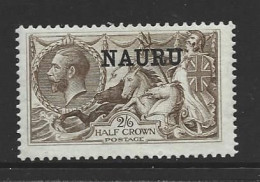 Nauru 1916 - 1923 Overprint On 2/6 KGV Seahorse MLH - Nauru