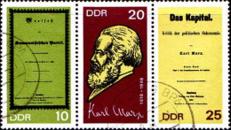 Rda Poste Obl Yv:1063A Mi:195WZd Karl Marx (Beau Cachet Rond) - Gebruikt