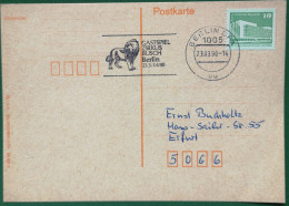 DDR 1990 Postkarte Maschinenstempel Zirkus Busch Berlin Löwe - Usati