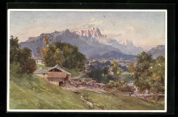 Künstler-AK Edward Theodore Compton: Untersberg-Schönau, Haus Und Brücke, Bergidylle  - Compton, E.T.